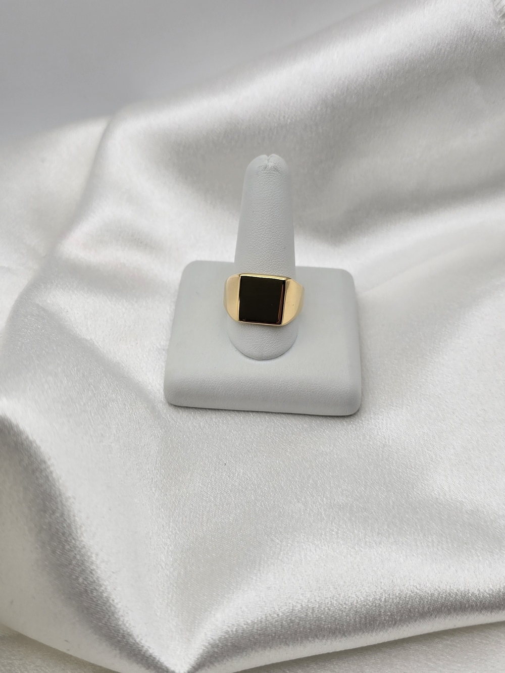 Yellow Gold Over Sterling Silver 925 Signet  Square Ring